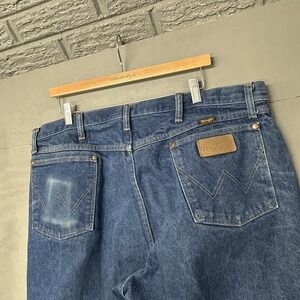 Wrangler Mens Cowboy Cut Jeans Size 42x30 Dark Wash Denim 1013MWZ Western Cotton